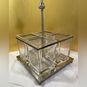 Glass Utensil or Condiment Holder with Silver Stand, Southern Living at Home